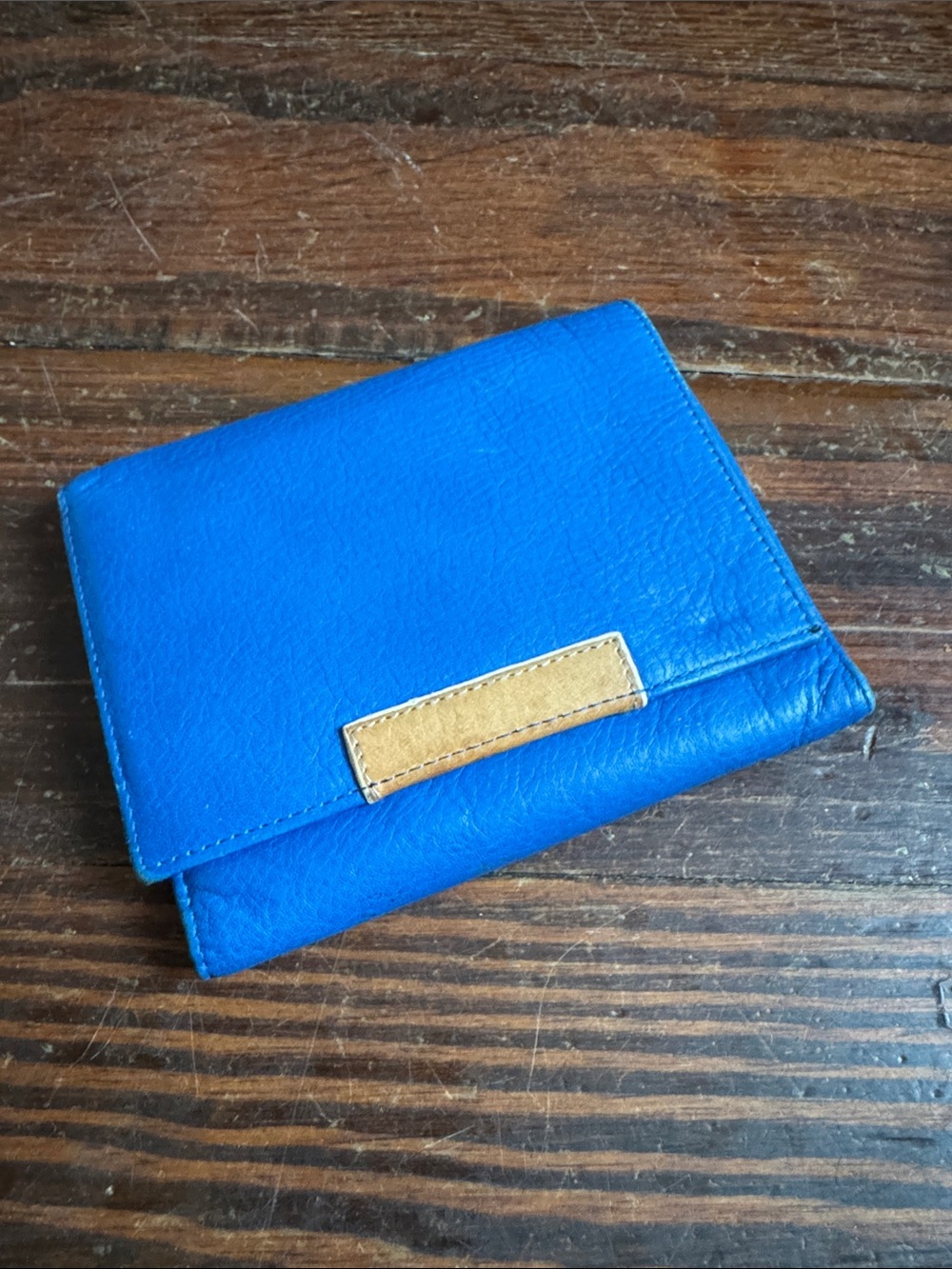 Status Anxiety Primary Blue Leather Wallet with Tan Accent